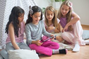 Girls using an iPad